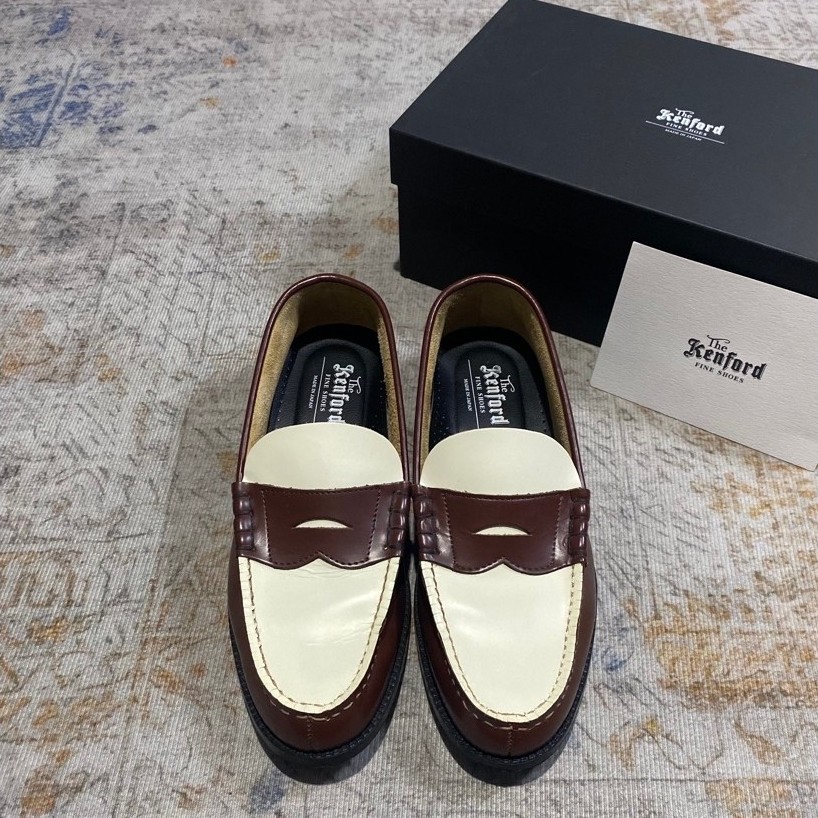 THE KENFORD FINE SHOES MENS COMBI LOAFERS - BROWN/WHITE (25,5CM)