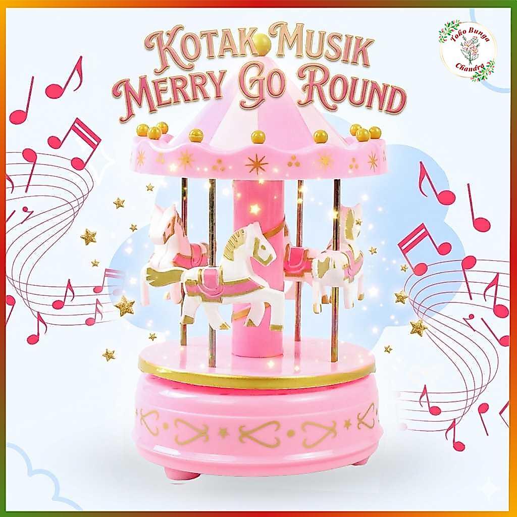 TokoBungaChandra - Kotak Musik Merry Go Round Musical Box Carousel Mekanikal / Kotak Musik Kuda Puta