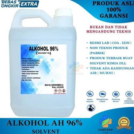 ALKOHOL 96% 5 LITER SOLVENT ALKOHOL PURE SOLVENT PELARUT PARFUM DLL CHEMICAL