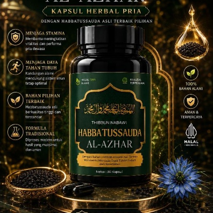 Habbatussauda Al-Azhar 1 Botol 33 Kapsul - Grade A, Murni Tanpa Campuran