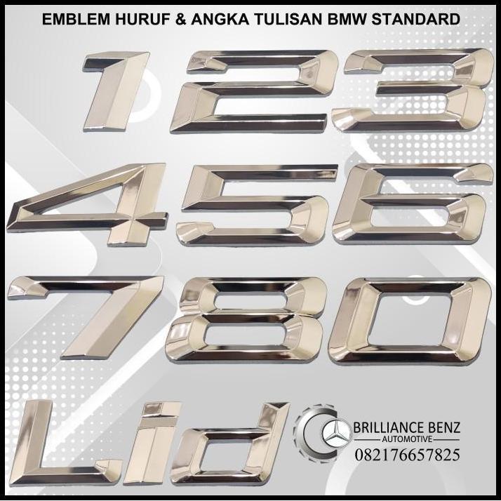 TERLARIS EMBLEM TULISAN BAGASI BMW FONT STANDAR EMBLEM ANGKA HURUF BMW CHROME 