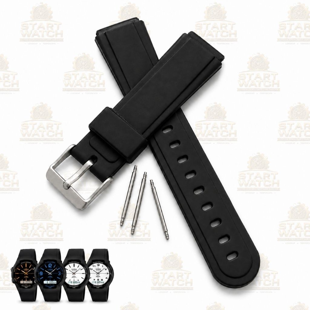 Tali Jam Casio AW-90H-2B Karet Hitam, Strap Jam Tangan Casio 5156 AW90H-7E AW90H-9E