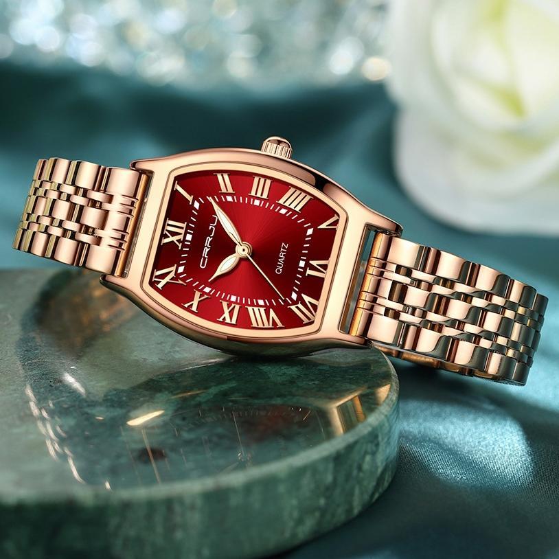 SUPER DEAL CRRJU Jam Tangan Wanita Elegan Terbaru 2023 Anti Air Rantai Kado Buat Pacar Cewek 5013 KE