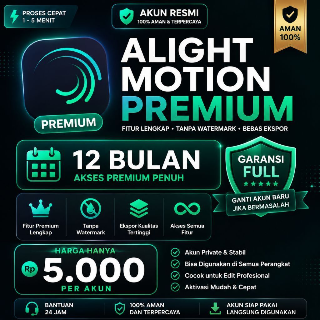 Alight Motion Premium 12 Bulan | Akses Fitur Premium | Garansi Full | Rp5.000/Akun