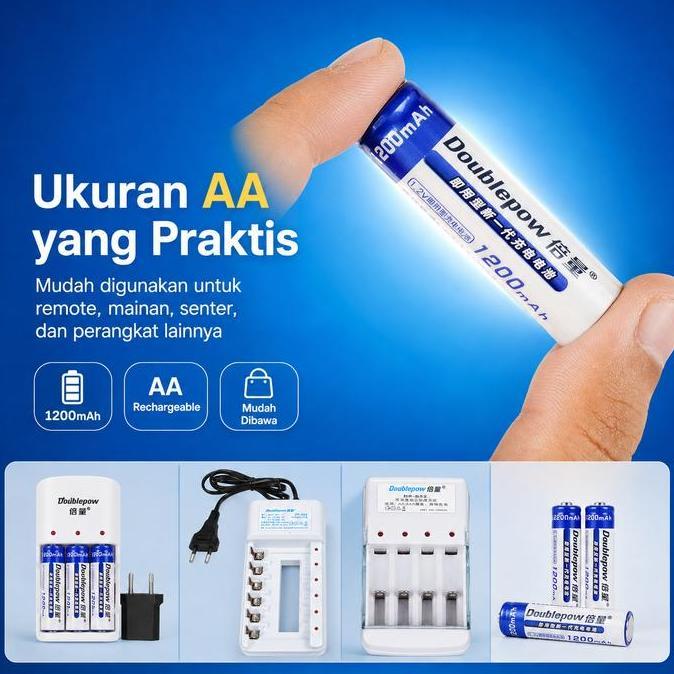 Homeid- Batu Baterai Aa Rechargeable Set Charge Batre Aa