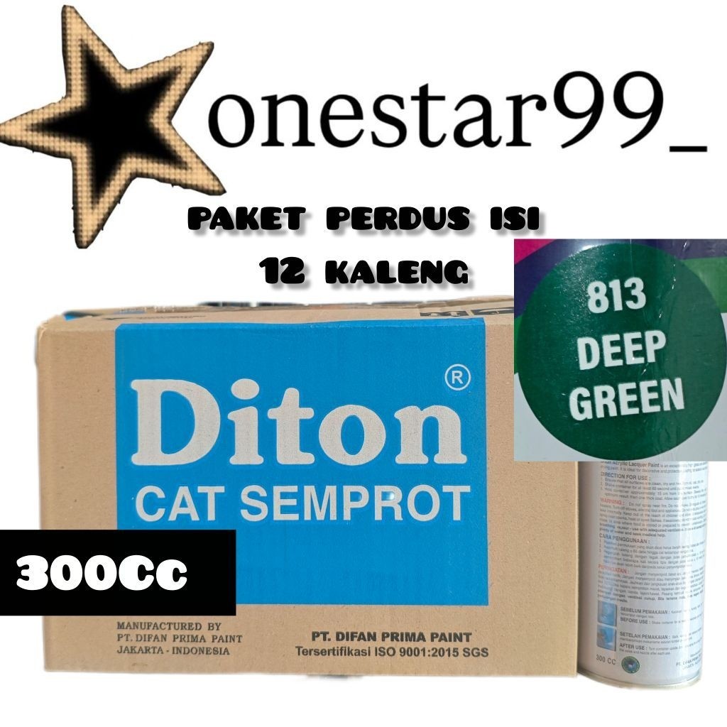 Pilox Pylox Pilok Cat Diton Perdus 12 kaleng Deep Green 813 Hijau Tua Glossy Mengkilap Spray Paint 3