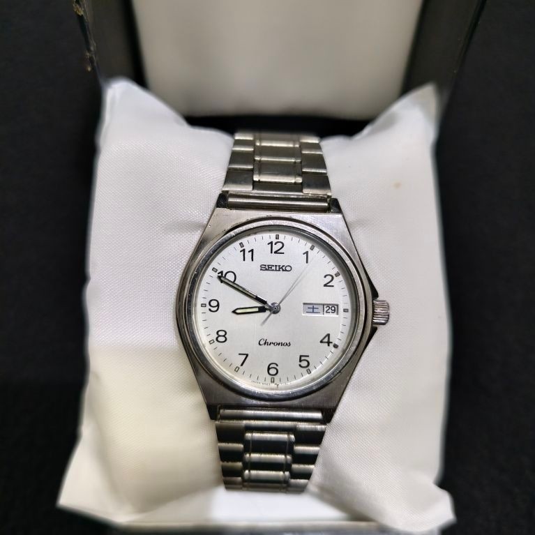 Seiko Chronos Vintage Quartz - Dial Putih Mewah