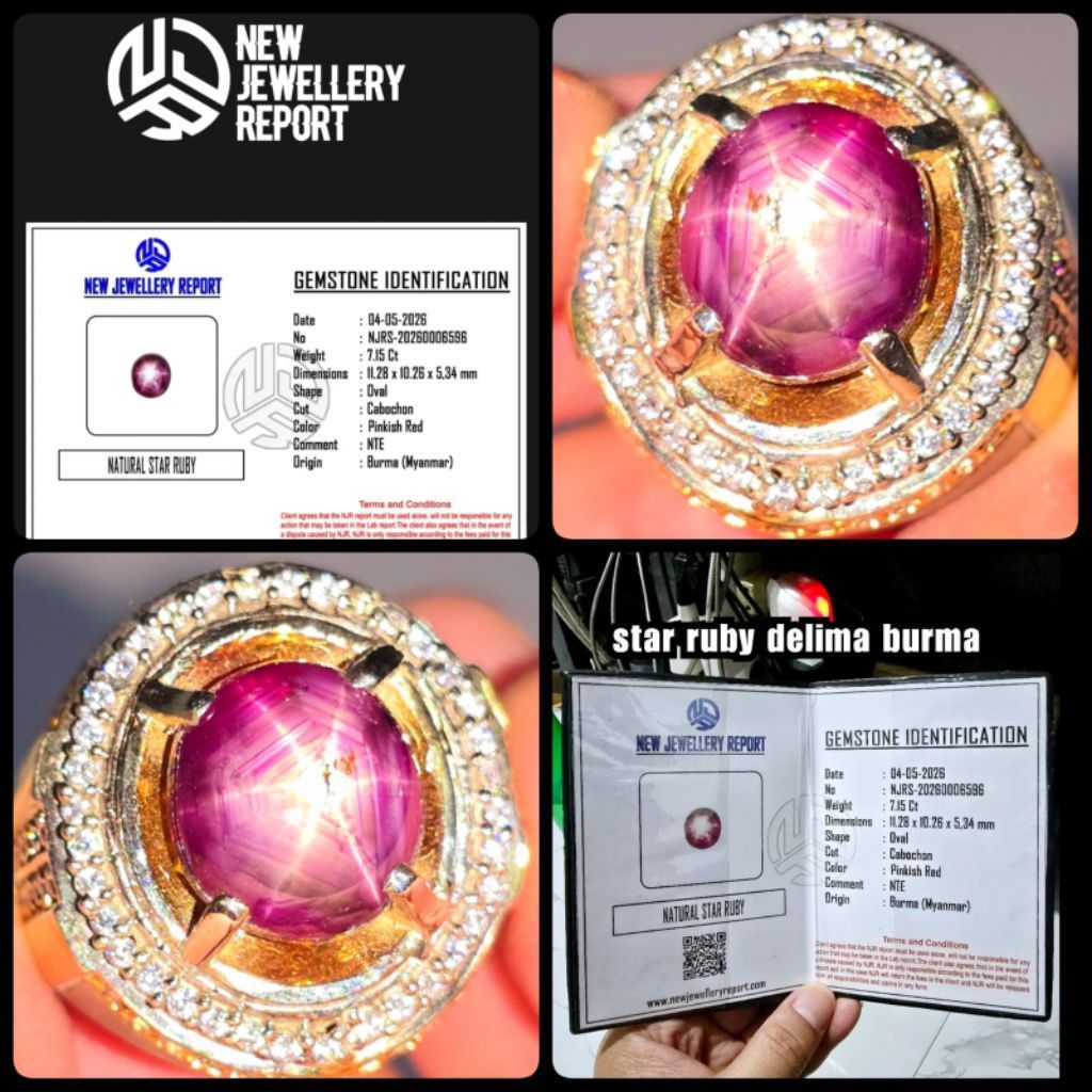 asli 100% cincin pria Ruby delima Burma star myanmar