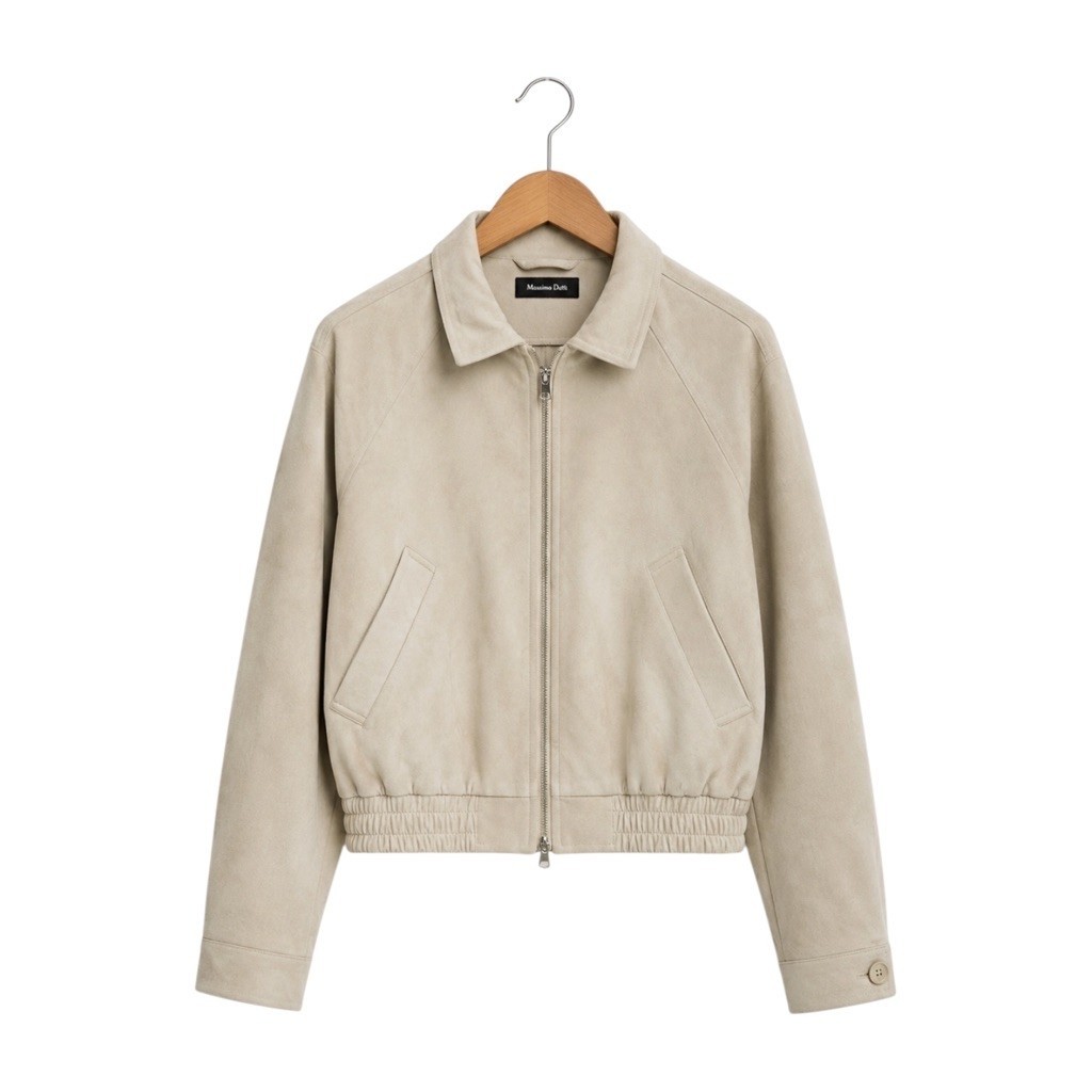 (S) Leather Jacket Bomber Suede Massimo Dutti