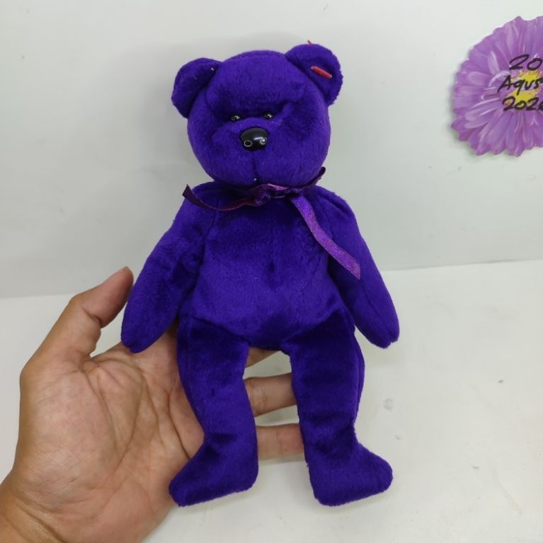 boneka ty beanie bear purple princess vintage