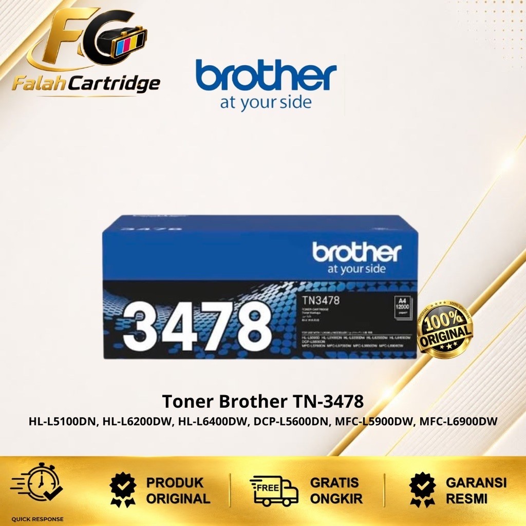 Brother Toner TN-3478 Original -Seri Printer:  HL-L6200DW, HL-L6400DW, DCP-L5600DN, MFC-L5700DN, MFC