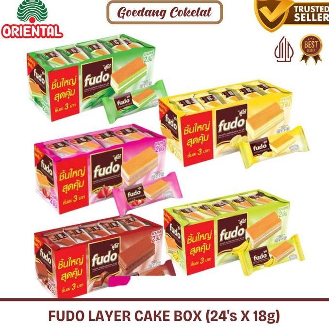 Po - Fudo Swiss Roll Layer Cake With Cream Flavour Pandan Coklat Chocolate Strawberry Butter 1 Box I