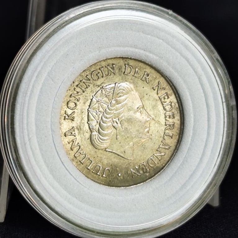 koin perak kuno asli 1/4 gulden juliana antillen 1960