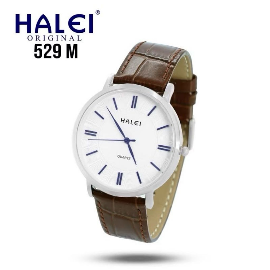 Halei 529 M Jam Tangan Pria Halei Original Fashion Anti Air Kulit Croco Analog Kekinian Jam Cewek Or