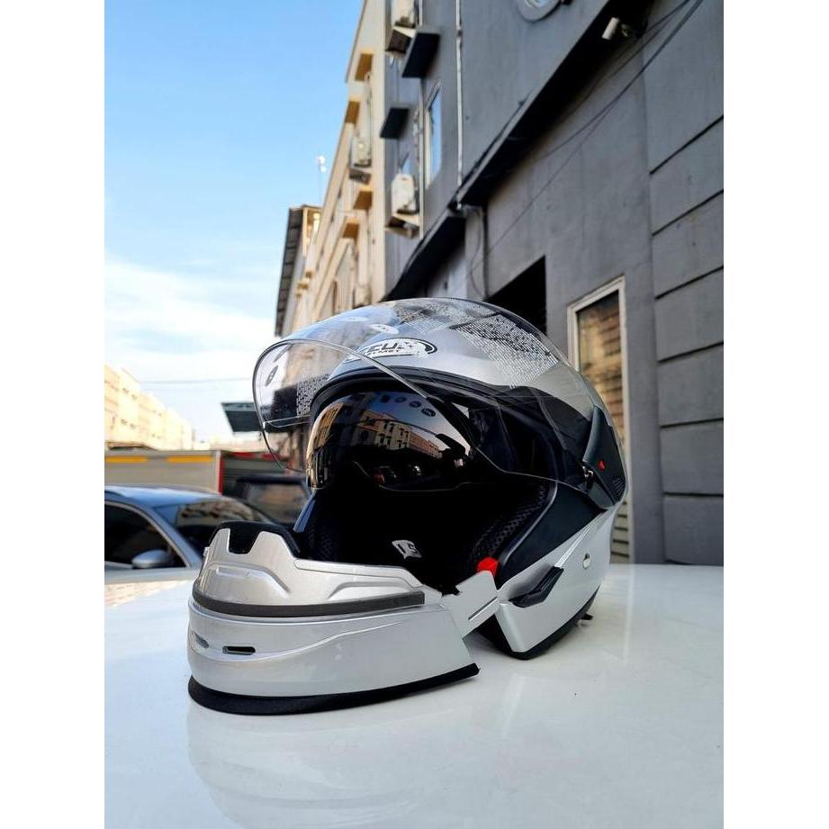 ZEUS 611C SILVER MODULAR DOUBLE VISOR HELMET