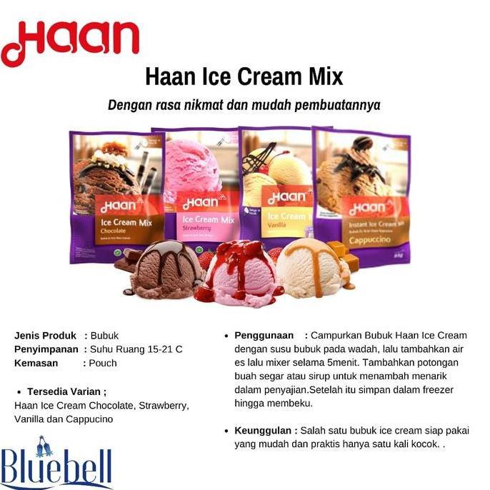 Po - Bubuk Es Krim Haan Ice Cream Mix Es Krim Instan Varian Coklat Vanila Stroberi