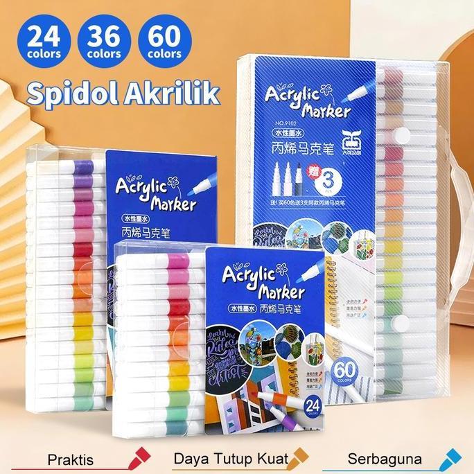 Pena Akrilik Cepat Kering Anti Luntur Set 12/24/36/48/60/80 Warna Water-based untuk Lukisan Anime Sk
