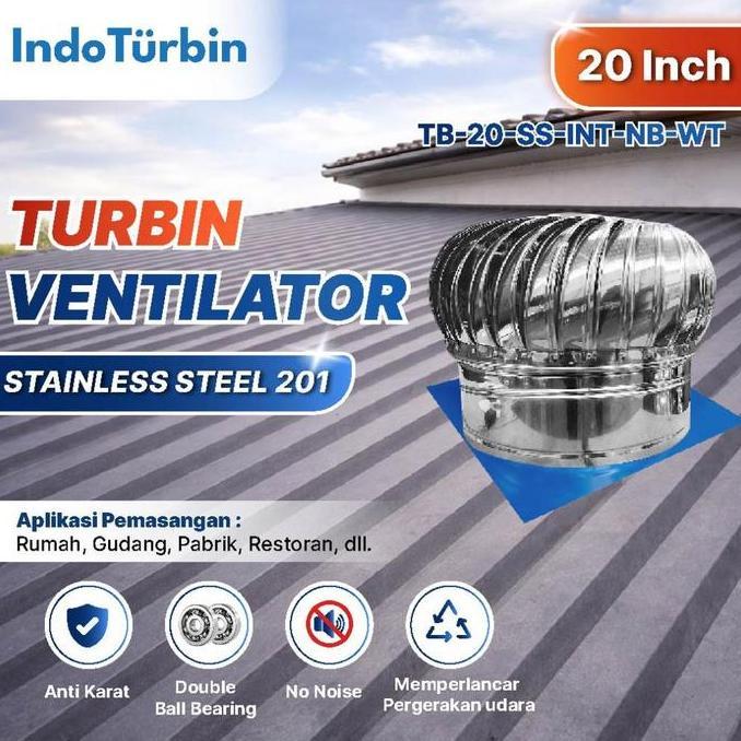IndoTurbin Turbin Ventilator 20 Inch Stainless Steel Roof Turbine Ventilasi Atap Rumah & Pabrik