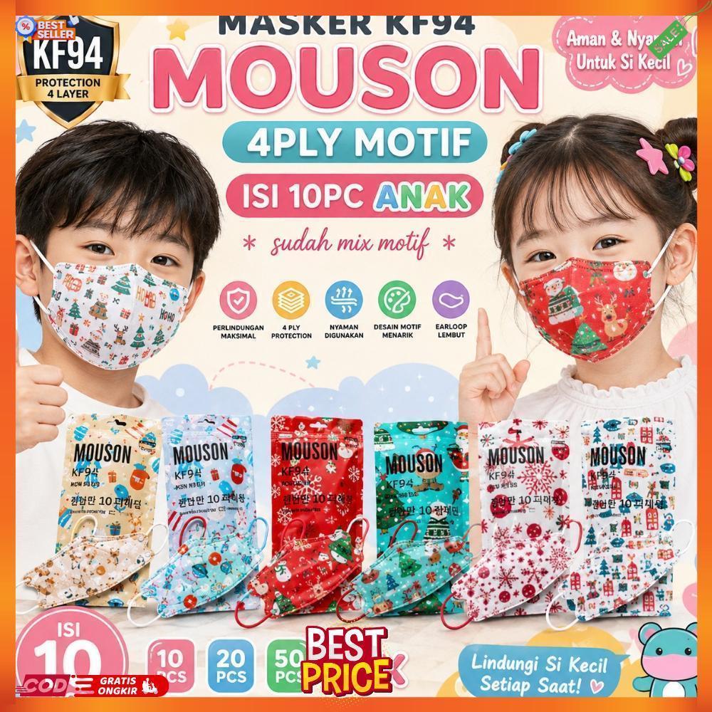 MASKER KF94 ANAK KIDS KF94 MOUSON EMBOS ISI 10 / 20 / 50pcs - MASKER KF94 ANAK MOUSON CHILD EDISI MO