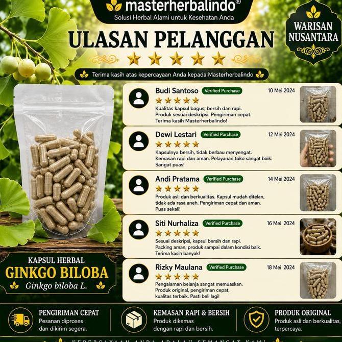 Prohealth- Ginkgo Biloba Kapsul Curah Herbal 100 Kapsul 600 Mg