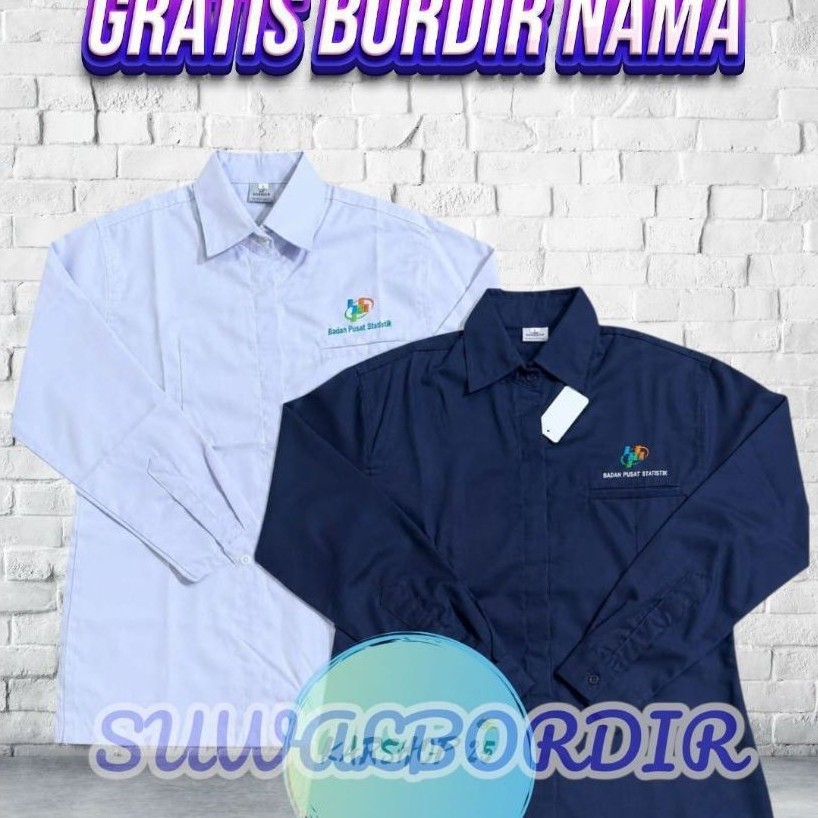 KEMEJA BPS WANITA TERBARU KEMEJA KERJA BPS KEMEJA BORDIR BPS SERAGAM BPS WANITA SERAGAM BORDIR BPS