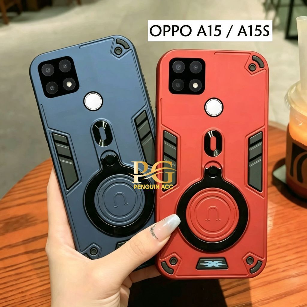 Casing OPPO A15 A15S Hard Case Robot Ring Eye Ring Pro Camera Casing Standing Robot