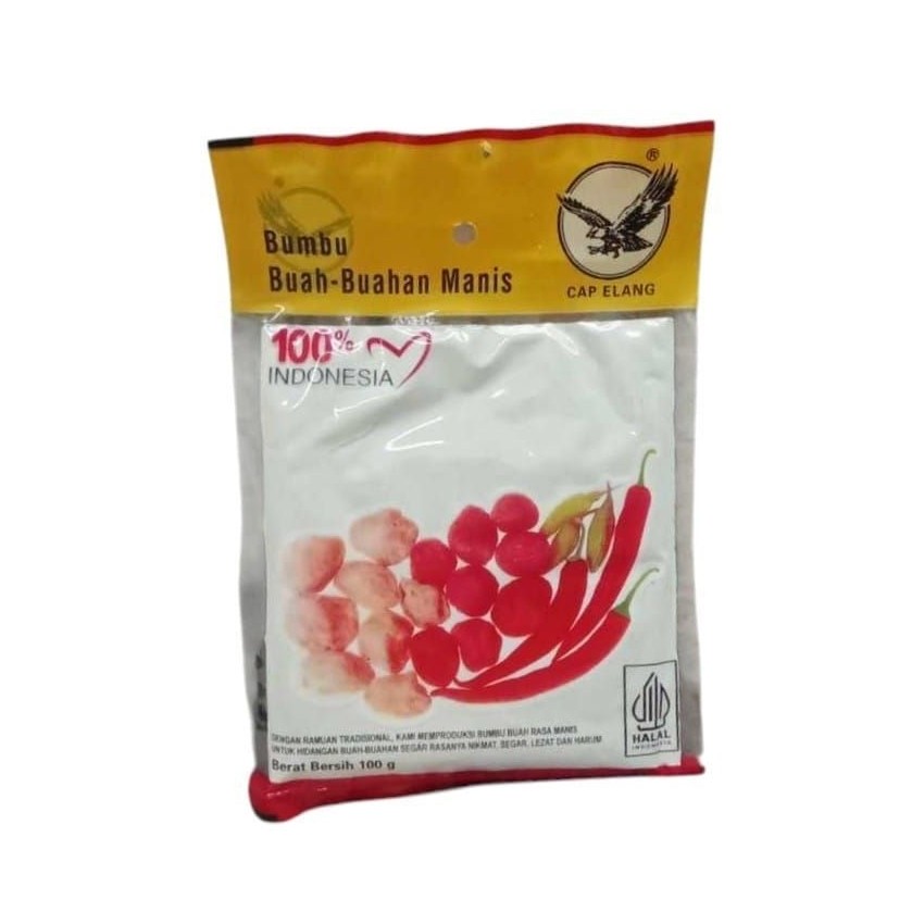 BUMBU  BUAH MANIS 100 GRAM/GARAM BUAH CAP ELANG SACHET/GARAM BUAH ENAK/BUMBU BUAH SACHET