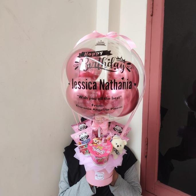 Buket Balon Snack Pink Bouquet Balon