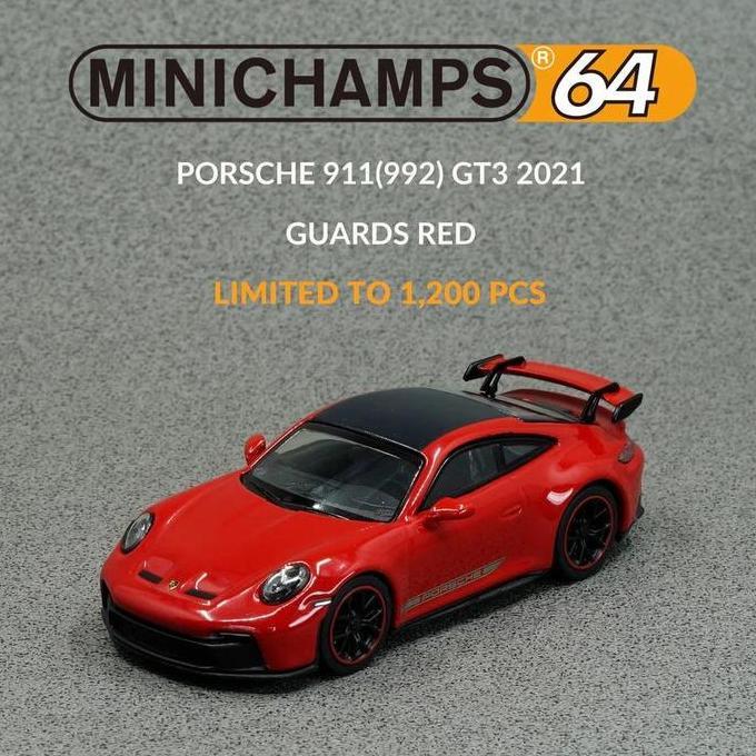 MINICHAMPS 1/64 PORSCHE 911 (992) GT3 GUARDS RED -643061010 SMETOY