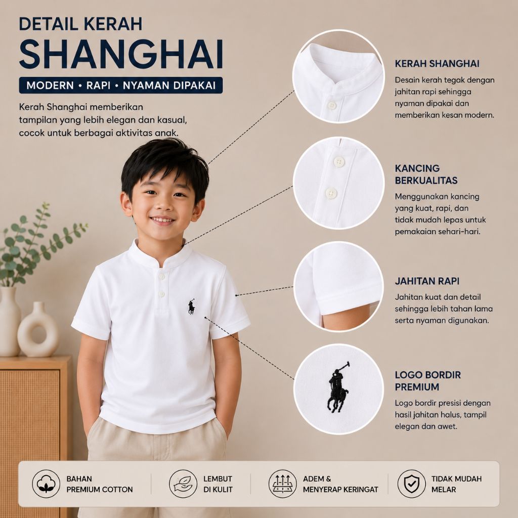 Kaos Polo Anak Laki Laki Shanghai Premium Quality
