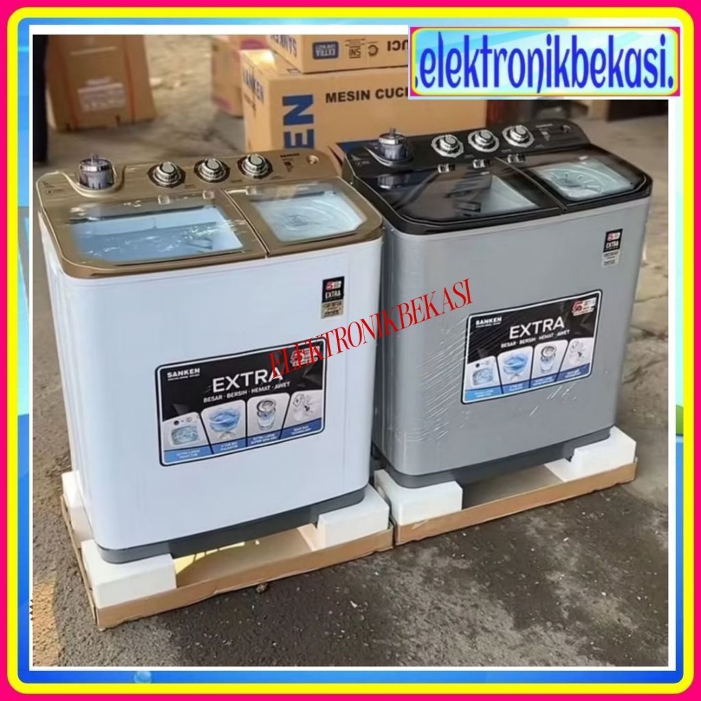 MESIN CUCI SANKEN TW 1155 / MESIN CUCI SANKEN 2 TABUNG 11 KG / SANKEN TW-1155 FGL TW-1155 FBK 11KG