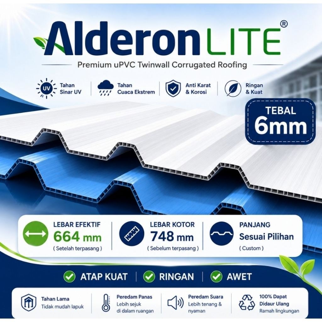 Alderon LITE Twinwall Roofing Tebal 6mm harga 1 meter