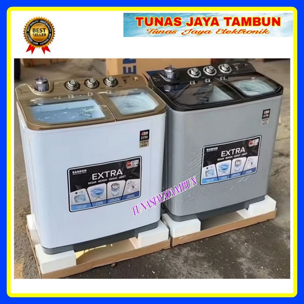 MESIN CUCI SANKEN TW 1155 / MESIN CUCI SANKEN 2 TABUNG 11 KG / SANKEN TW-1155 FGL TW-1155 FBK 11KG