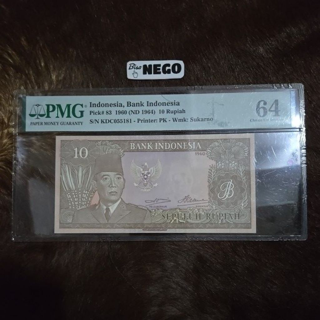 Oeang Koe Now PMG 10 Rupiah Soekarno Tahun 1960