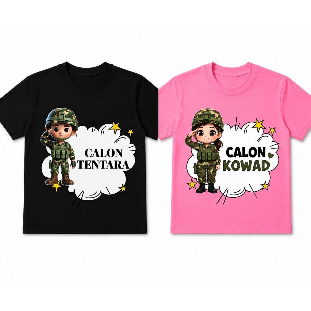 Kaos anak laki-laki dan perempuan/ kaos calon tentara dan calon kowad buat anak perempuan dan laki-l