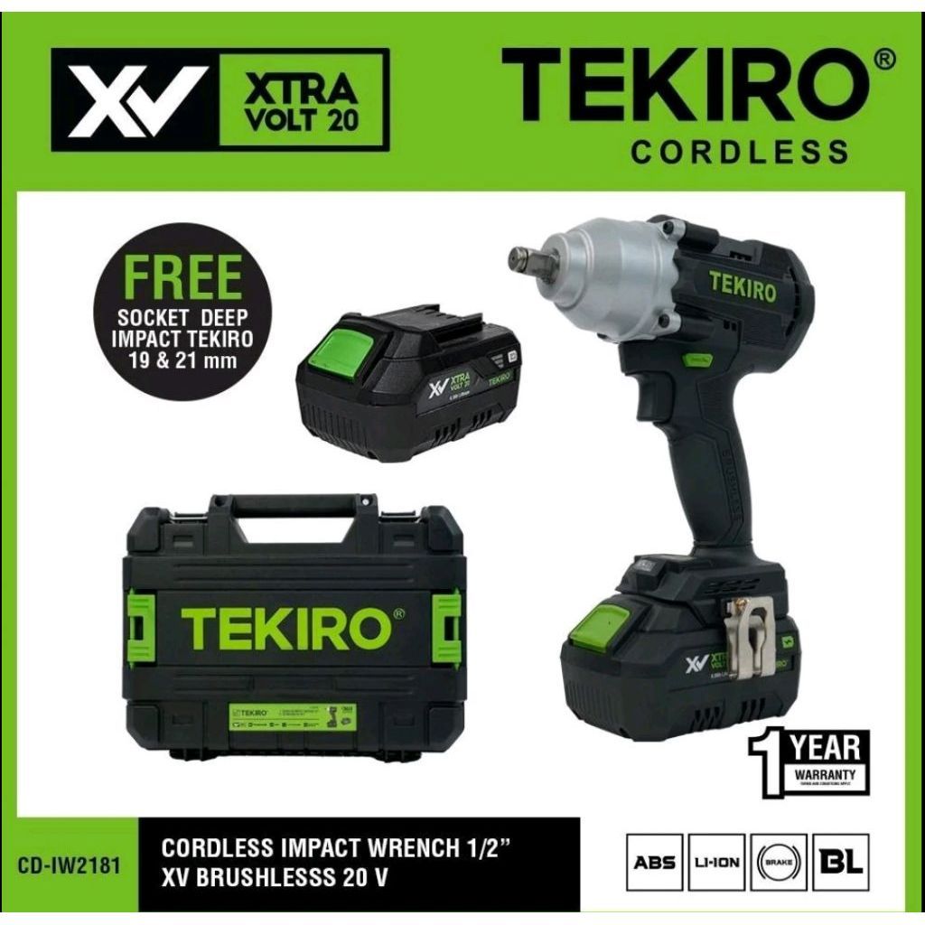 impack wrench tekiro 1/2 20volt / mesin impack tekiro / alat buka ban tekiro / impack tekiro / impac