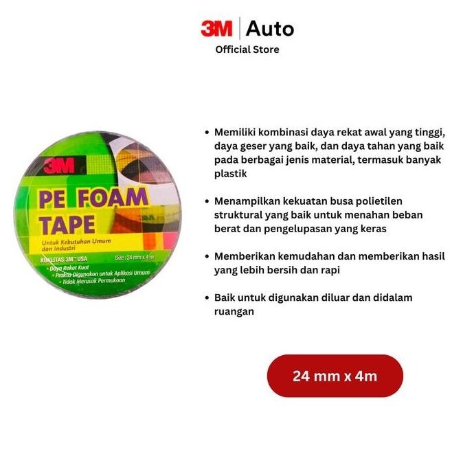 3M 1600 T Double Tape PE Foam tebal: 1.0 mm, size 24 mm x 4m