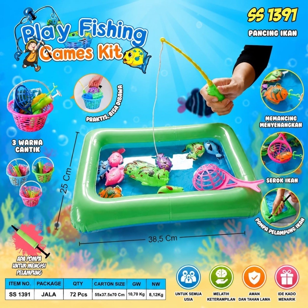 1315 mainan pancing ikan anak anak / mainan pancing ikan keranjang anak / mainan pancing ikan dan ko
