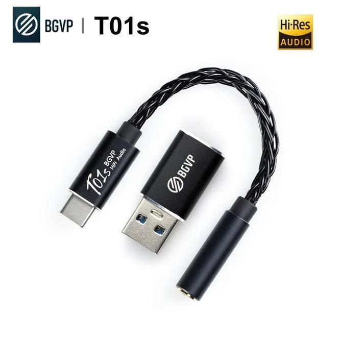 HARGA DISC - BGVP T01s USB DAC AMP Adapter Type-C/Lightning to 2.5/3.5/4.4mm Hi-Res Audio Cable