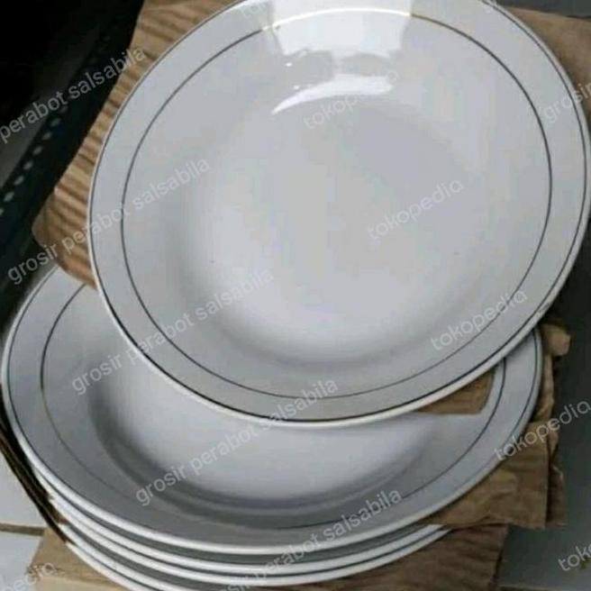 1 Lusin Piring Makan Keramik Putih Lismas 9 Dim Sund
