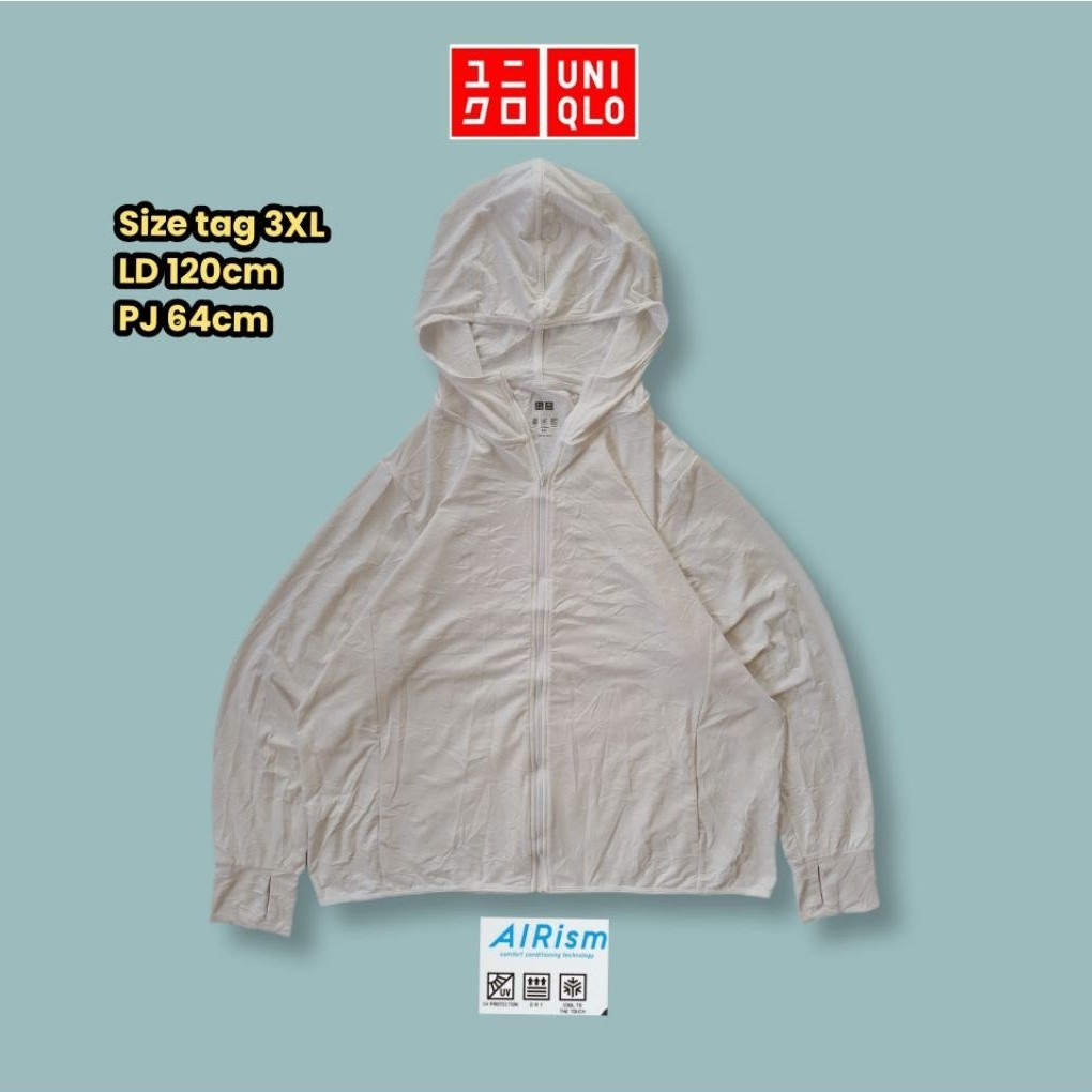 Uniquesport - Jaket Olahraga Running Uniqlo AIRism UV Cut Putih Second