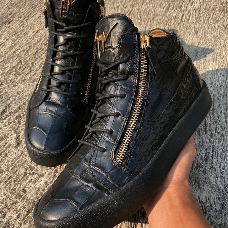 GIUSEPPE ZANOTTI CROC EMBOSSED LEATHER - 100% AUTHENTIC - SEPATU BOOTS ZIPPER ITALY - SIZE 44