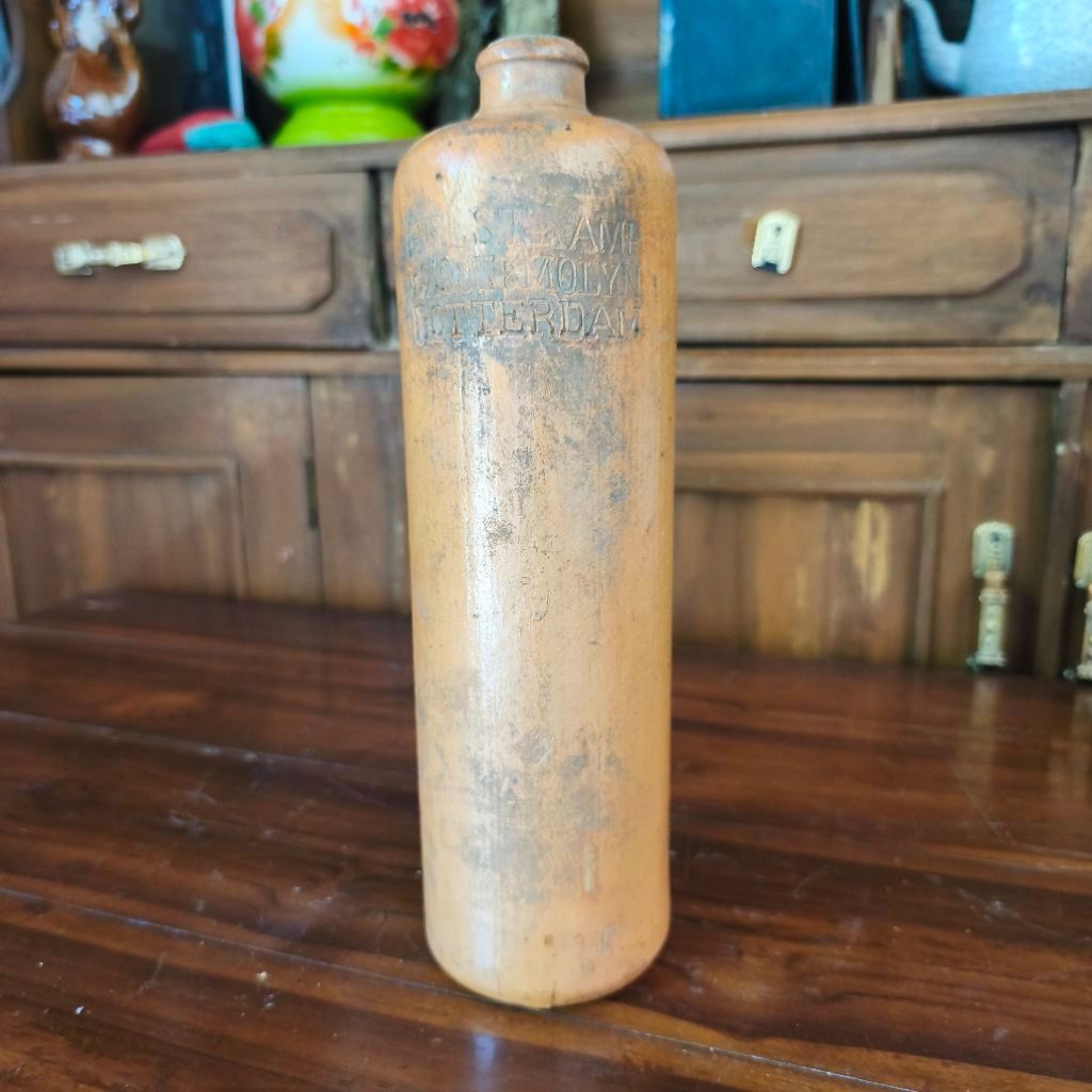 Botol Keramik Stoneware 1Ltr Botol Antik Kuno Jadul Asli Belanda Sekitar Abad Ke 20