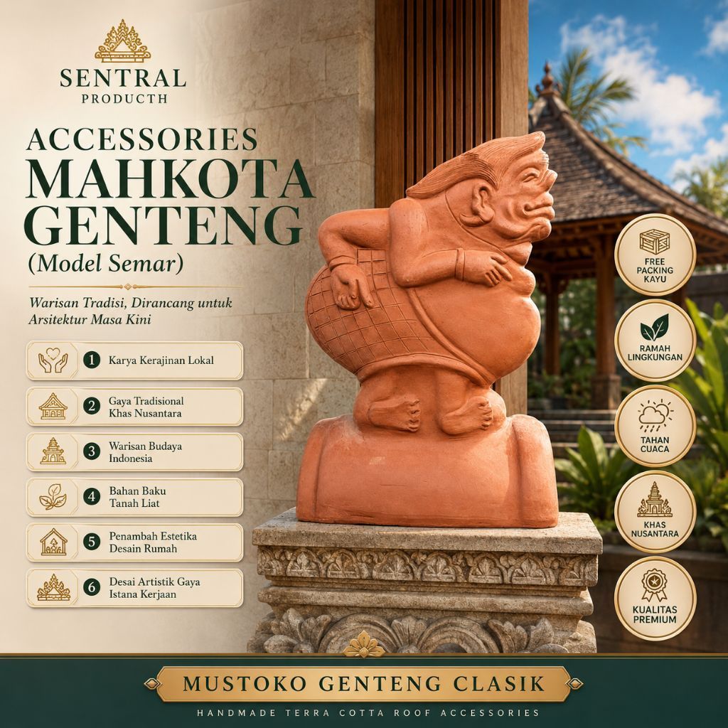 Genteng Hias Mahkota Model Semar/Wuwung Mahkota Model Semar/Accessories Hiasan Atap( WAJIB BACA DESK