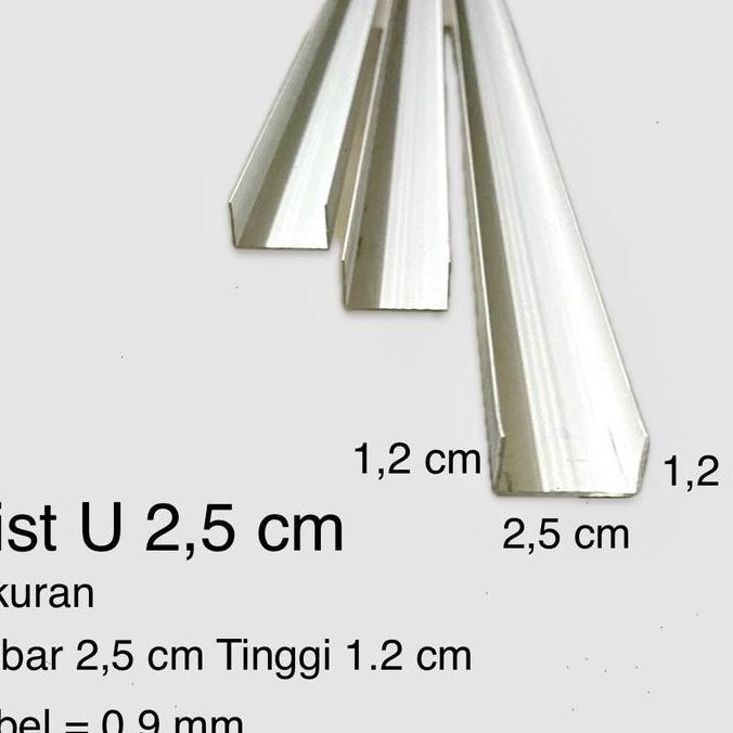 List U Alumunium 2,5 Cm Tali Air Tembok List Profil Tembok