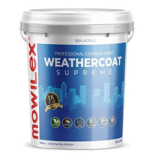 Mowilex Weathercoat Supreme (Semua Warna Tinting / Oplos) Pail 20Ltr