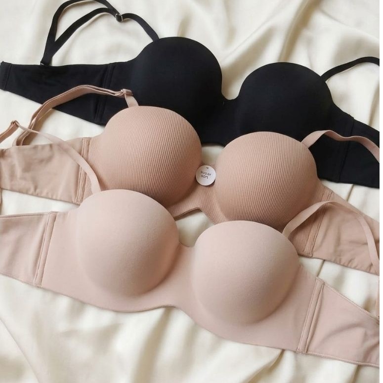 BH Wanita KAYSER Strapless Half Cup Seamless Kemben Tanpa Tali Hitam Nude Cream Polos 34B 34C - HCM