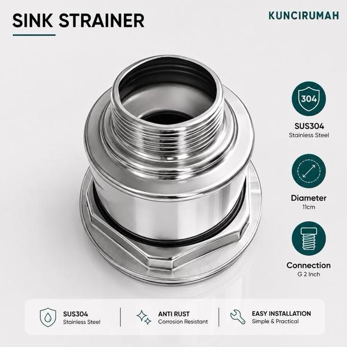 Wash- Avur Bak Cuci Piring Jumbo Afur Saringan Pembuangan Kitchen Sink Sus 304