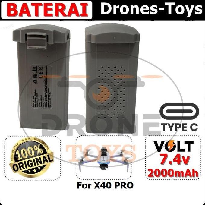 TERBARU - Battery Drone JJRC X40 PRO Batre 7.4V 2000mAh Original Baterai Drone