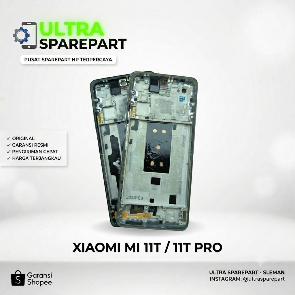 TULANG RANGKA CASIS TATAKAN LCD FRAME BAZEL SAMPING MI 11T MI 11T PRO ORIGINAL COPOTAN CABUTAN BEKAS